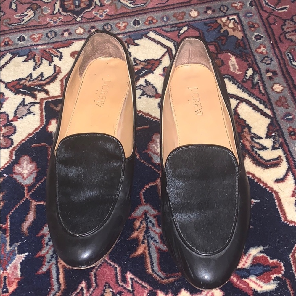 J Crew Italian Leather Pony Hair Loafers